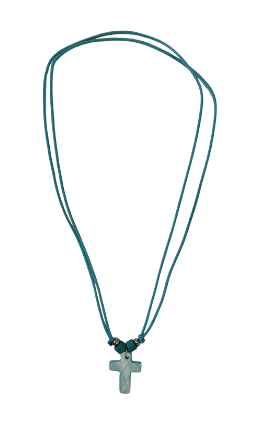 Collier croix nacre - Bleu