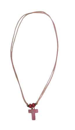 Collier croix nacre - Rose