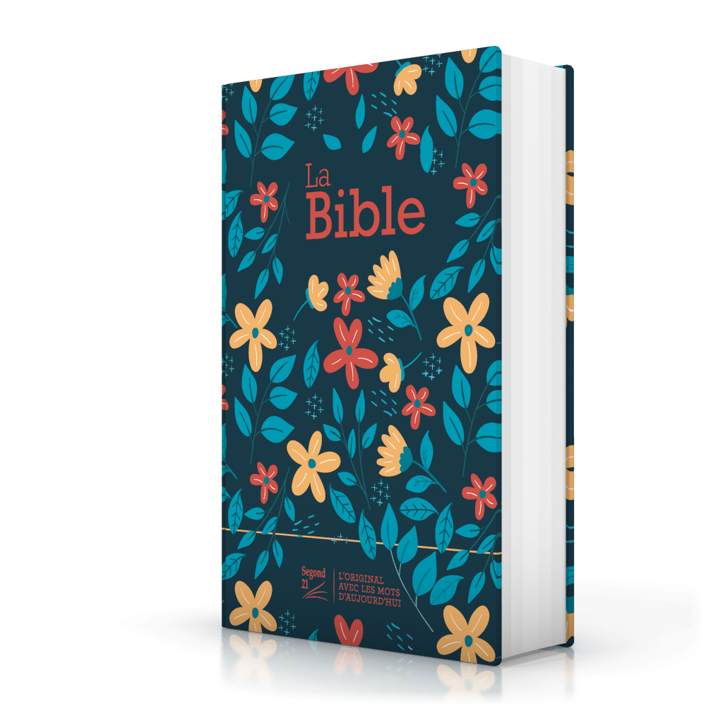Bible SG21 rigide textile bleu fleurs
