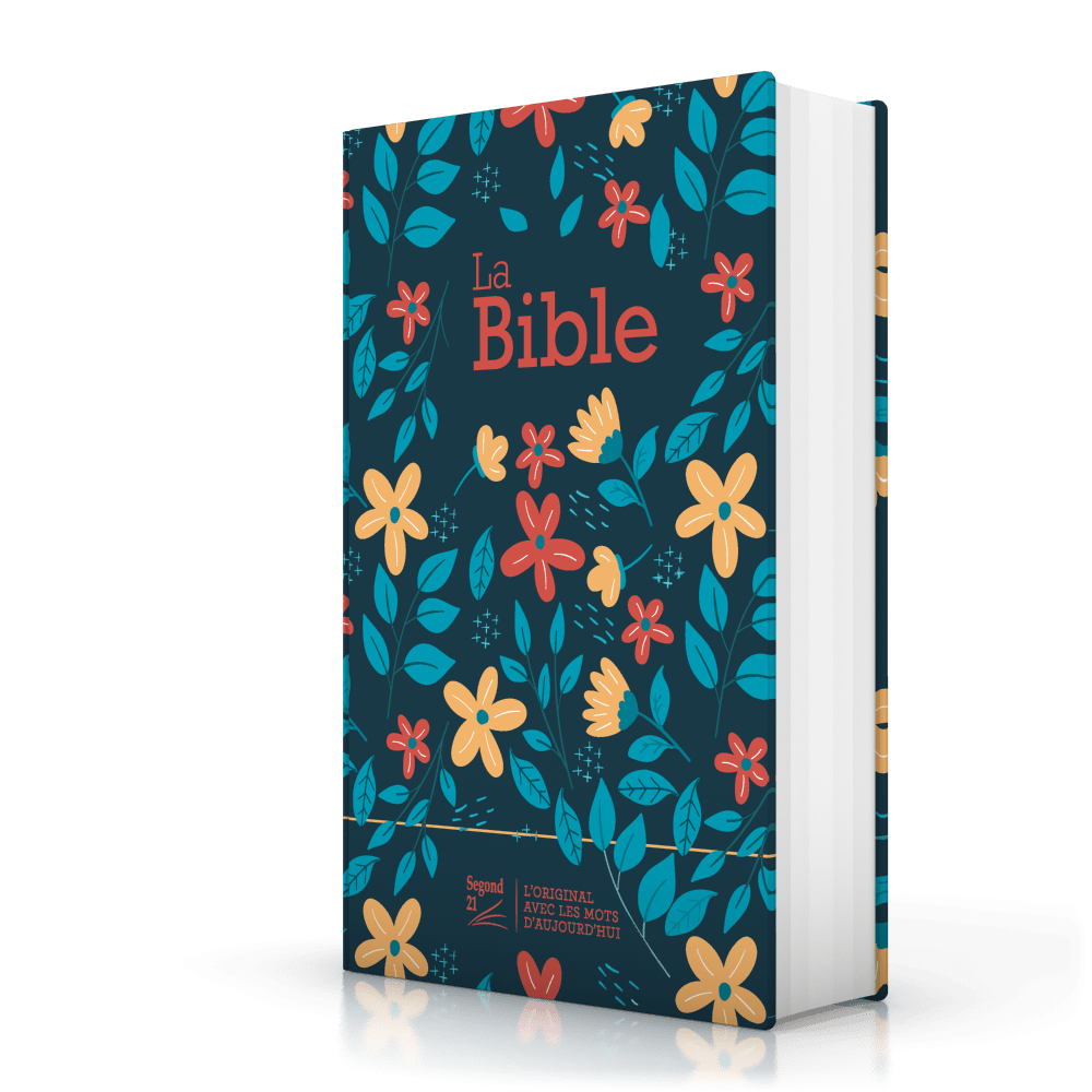 Bible SG21 rigide toilée bleu nuit fleurs