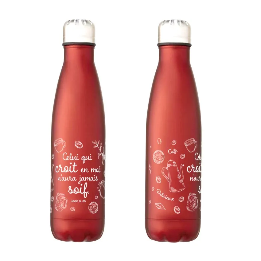 Bouteille isotherme Celui qui croit en moi - rouge