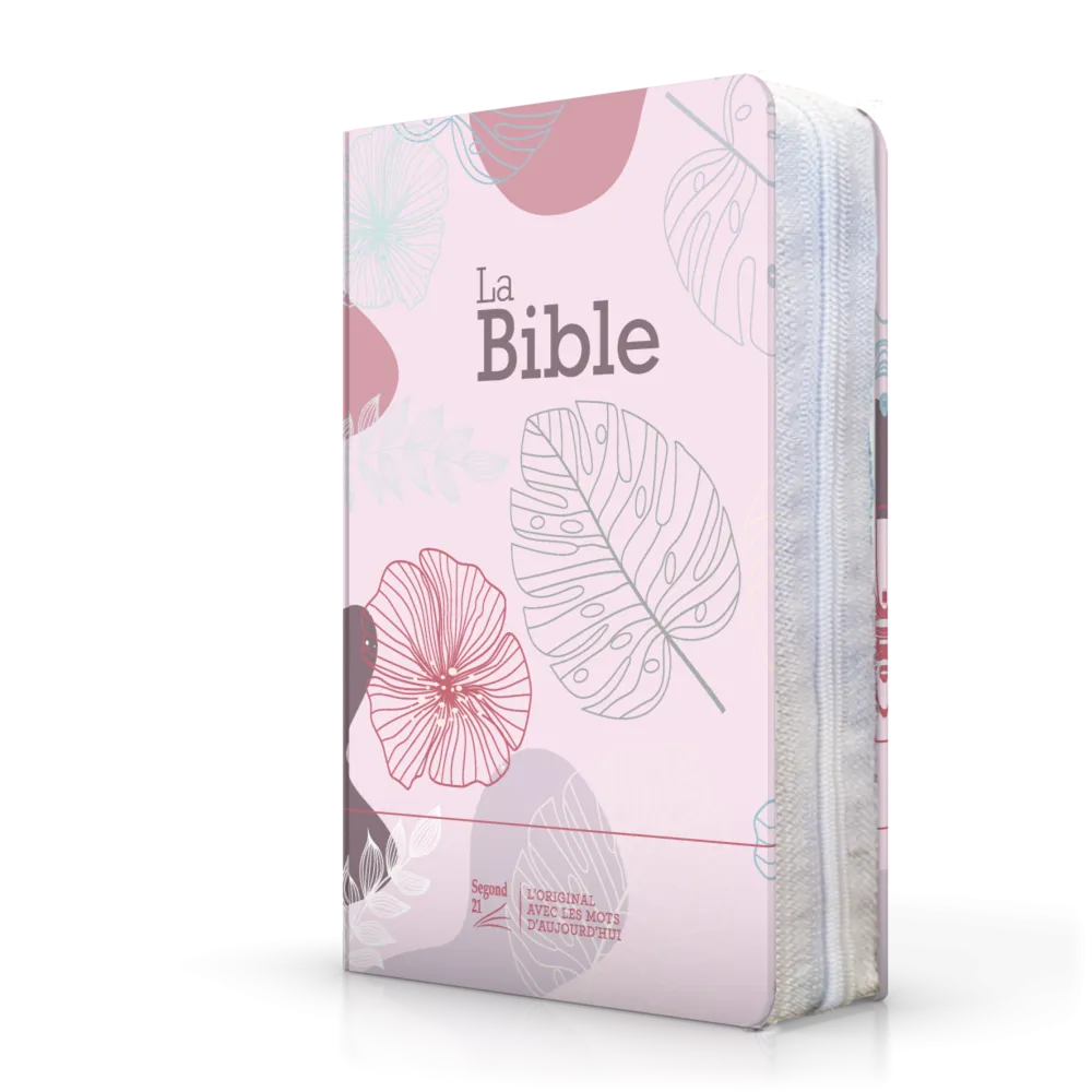 Bible SG21 souple toilée rose fleurs zip