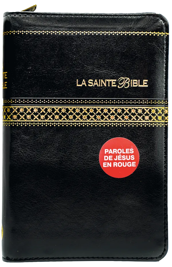 Bible Segond 1910 souple noir or zip onglets - Paroles de Jésus en rouge