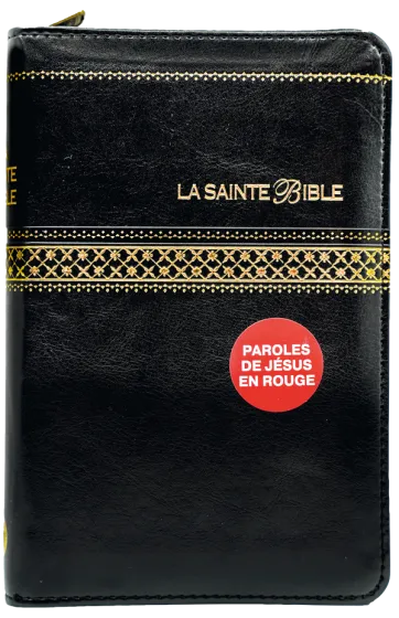Bible Segond 1910 souple noir or zip onglets - Paroles de Jésus en rouge