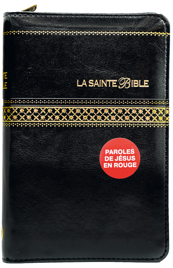 Bible Segond 1910 souple noir zip or onglets - Paroles de Jésus en rouge