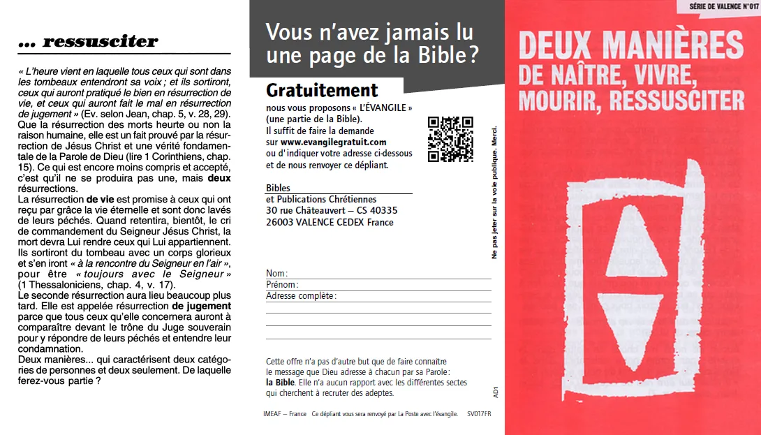 Deux manières de naître, vivre, mourir, ressusciter