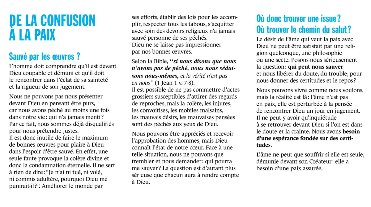 De la confusion à la paix