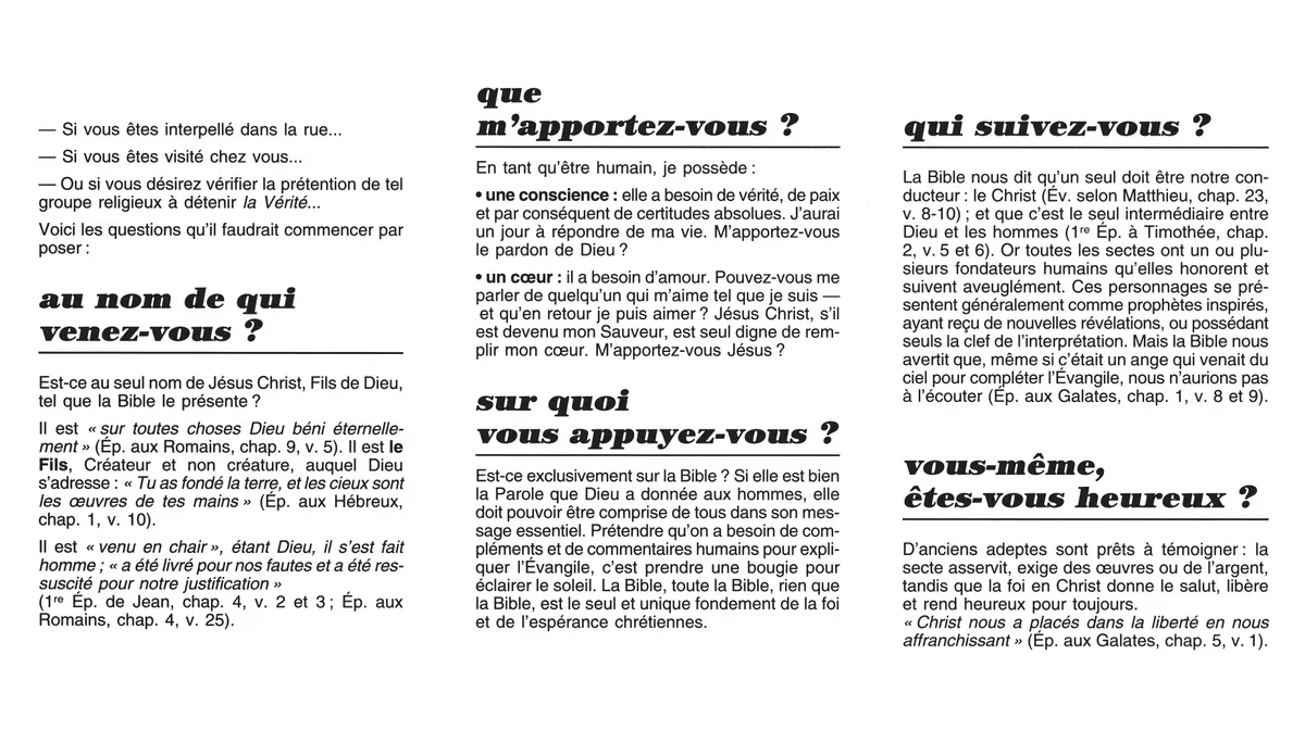 Que vous apportent les sectes ?