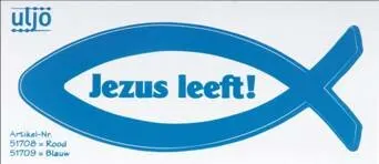 Sticker ICHTUS vis blauw - Jezus leeft