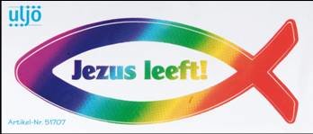 Sticker ICHTUS vis regenboog - Jezus leeft