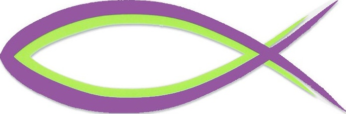 Autocollant ICHTUS violet et vert fluo