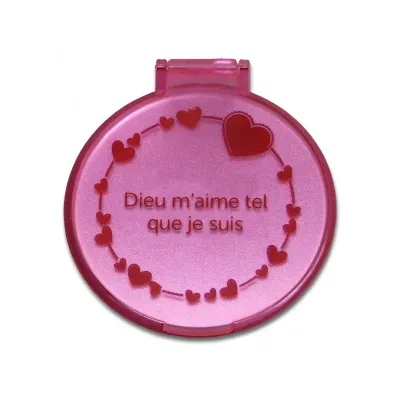 Miroir de poche coeur rose