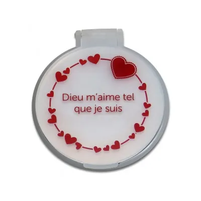 Miroir de poche coeur blanc