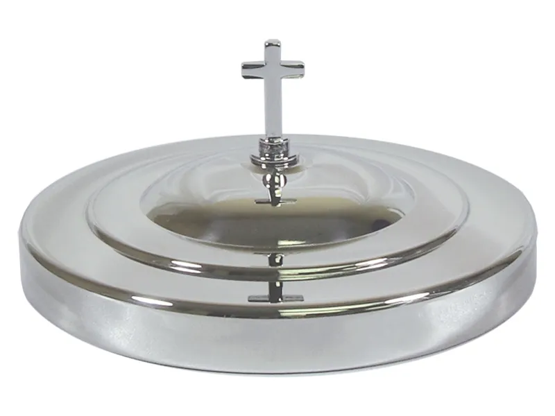 Couvercle assiette pain sainte cène inox argent