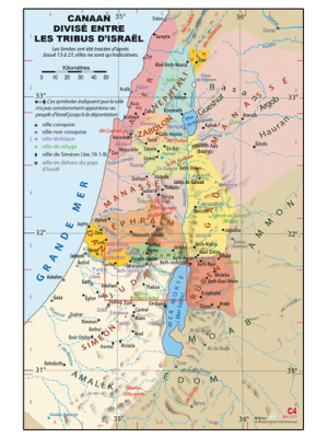 Carte murale - Canaan divisé entre les tribus d'Israël