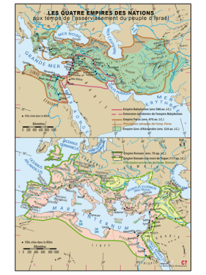 Carte murale - les quatre empires... aux temps de l'asservissement... d'Israël
