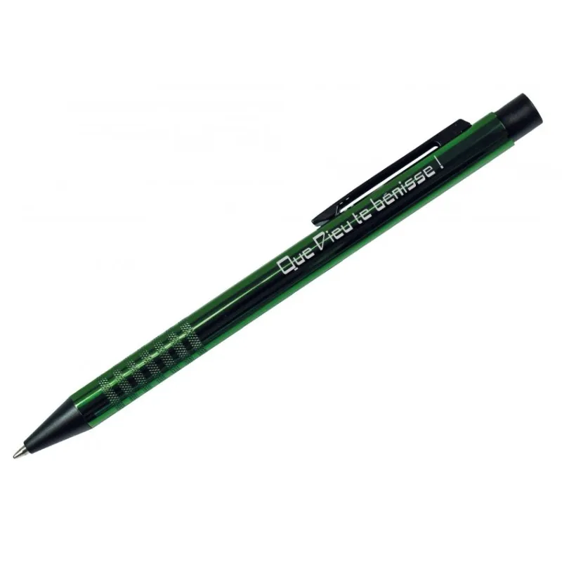 Stylo métal vert Que Dieu te bénisse !