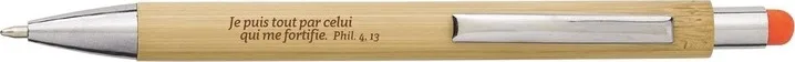 Stylo bambou orange Je puis tout par Celui... - Phil. 4:13 (bout tactile)