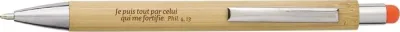 Stylo bambou orange Je puis tout par Celui... - Phil. 4:13 (bout tactile)