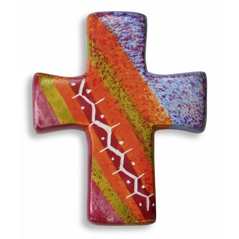 Croix statite colorée fait main Kenya (rouge)