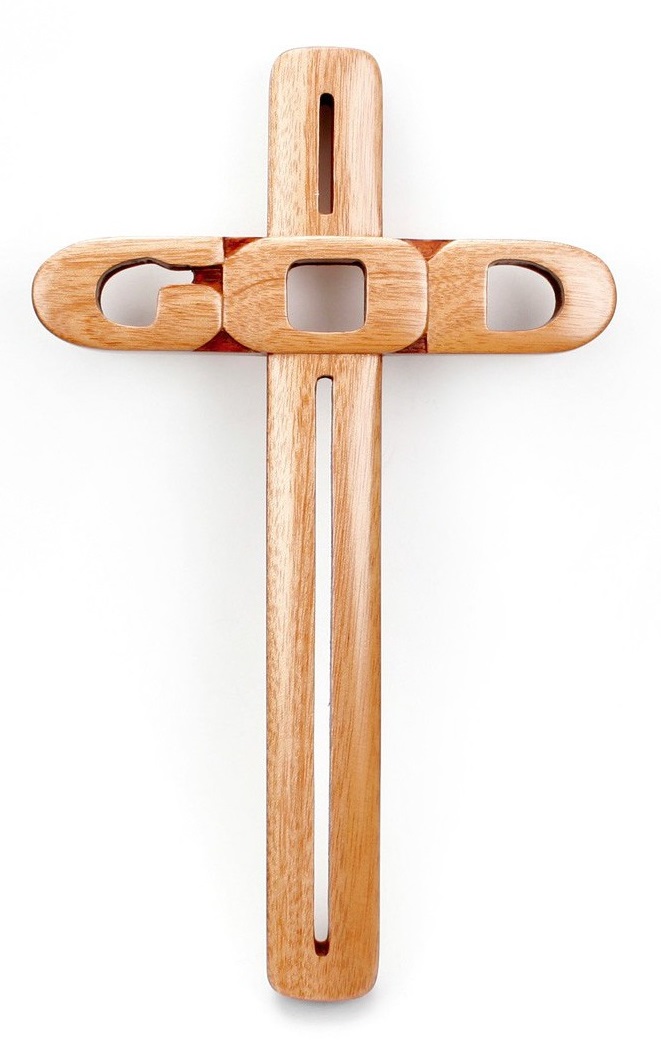 Croix bois clair - 25 cm - GOD