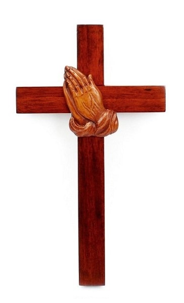 Croix bois - 20 cm - prière