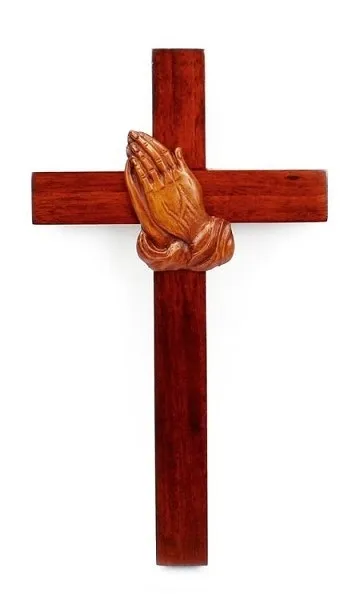 Croix bois foncé - 20 cm - prière