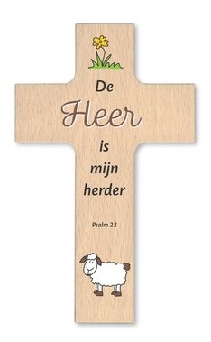 Houten kruisje De Heer is mijn herder - Psalm 23