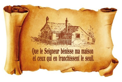 Cadre bois parchemin Que le Seigneur bénisse ma maison