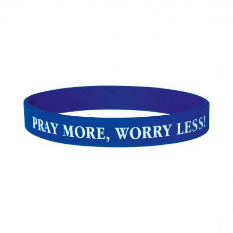 Bracelet silicone bleu Pray More, Worry Less !