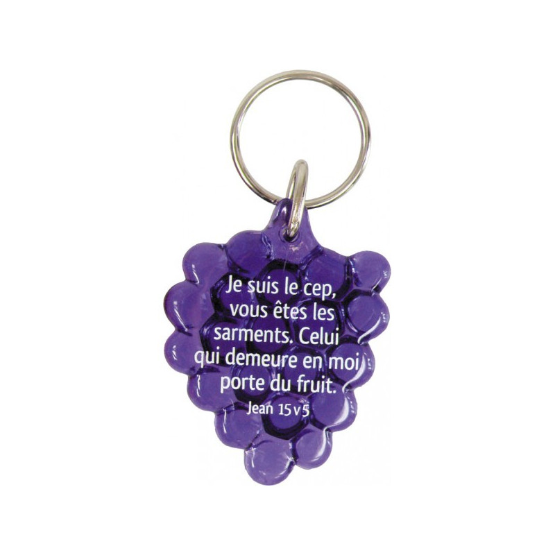 Porte-clés grappe violet - Je suis le cep Jean 15:5