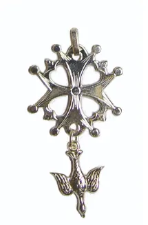 Pendentif croix huguenote argent 925 21mm colombe bombée