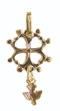 Pendentif croix huguenote plaqué or 11mm