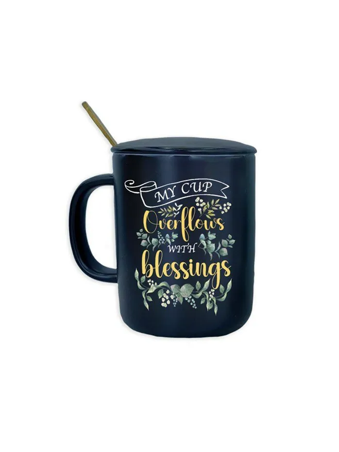 Mug ceramic + couvercle Overflows with blessings