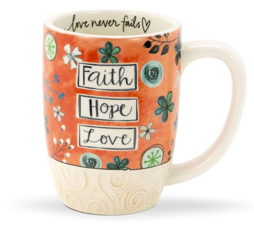 Mug Faith Hope Love - sculpted