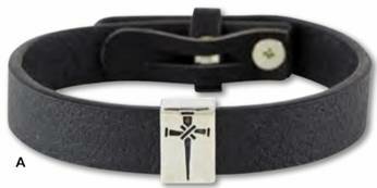 Bracelet cuir noir - Croix en clous