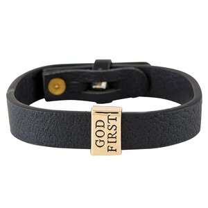 Bracelet cuir noir - God first