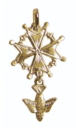 Pendentif croix huguenote plaqué or 20mm