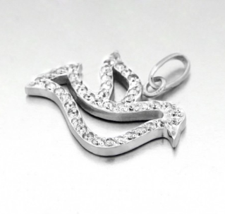 Pendentif argent - colombe/strass