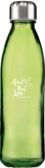 Waterfles Geloof hoop liefde groen