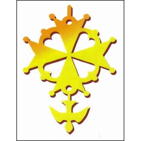Autocollant Croix huguenote dorée