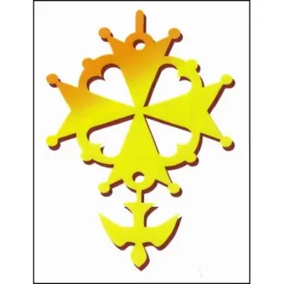 Autocollant Croix huguenote dorée