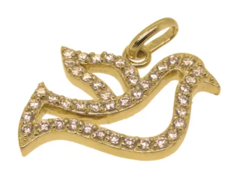 Pendentif colombe plaqué or 20mm