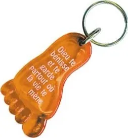 Porte-clés pied orange - Dieu te bénisse et te garde