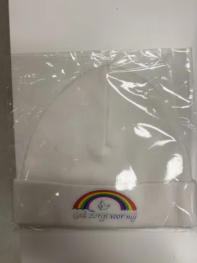 Babymuts - God zorgt voor mij - witt