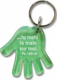 Porte-clés main vert - Ps 139:5