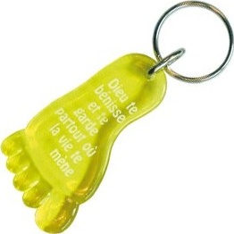 Porte-clés pied jaune - Dieu te bénisse et te garde