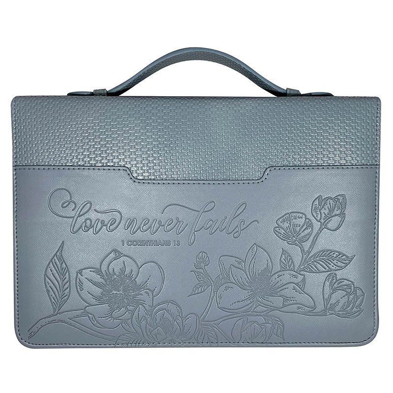 Housse L Love never fails - 1 Corinthians 13 bleu
