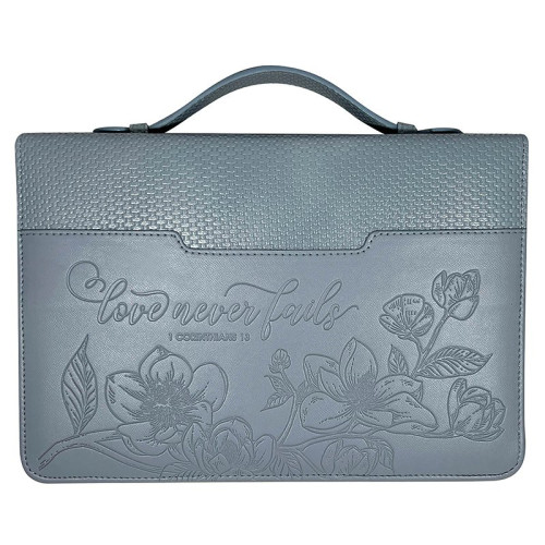 Housse L Love never fails - 1 Corinthians 13 bleu