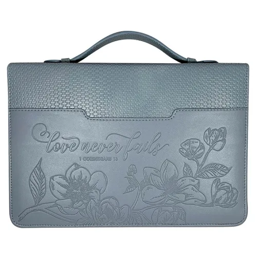 Housse L Love never fails - 1 Corinthians 13 bleu